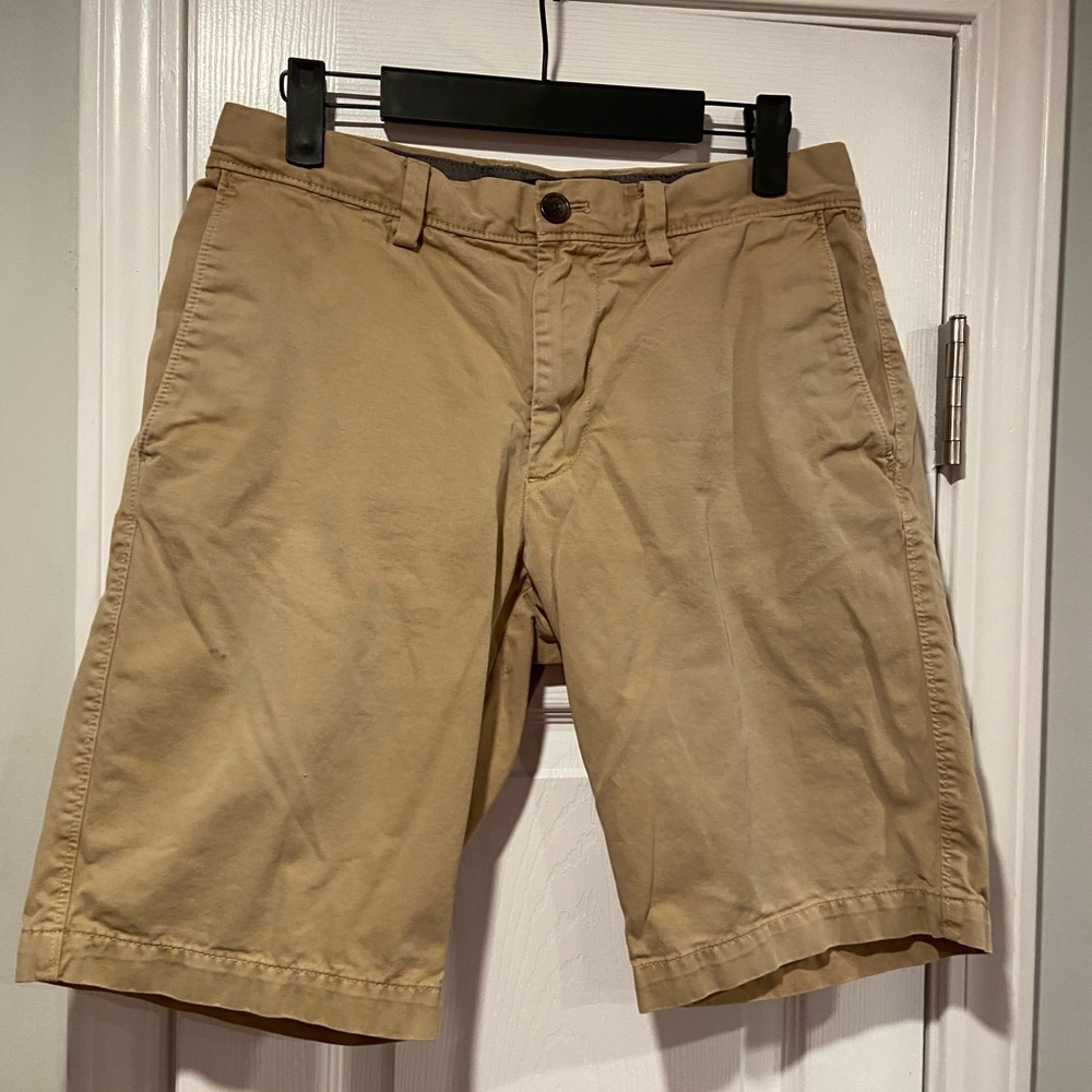 Banana Republic Size 29 Tan Khaki 100% Cotton Zip Up Chino Shorts